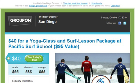 Groupon email message with images